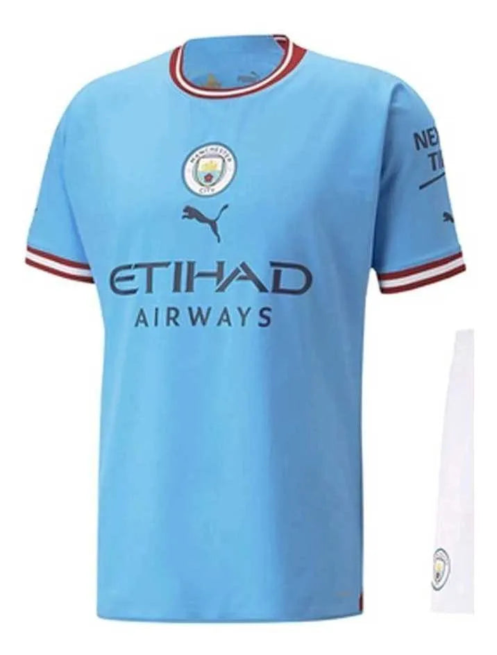 Equipación Camiseta y Short Manchester City Temporada 2022-2023 Haaland 9 Adulto y Niño Alta Calidad