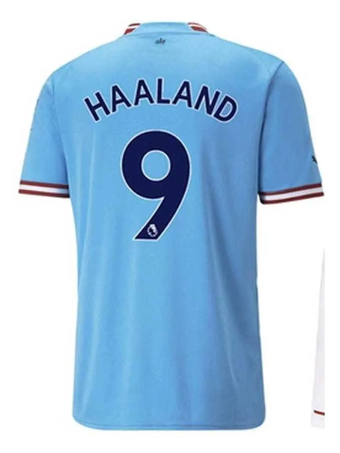 Equipación Camiseta y Short Manchester City Temporada 2022-2023 Haaland 9 Adulto y Niño Alta Calidad