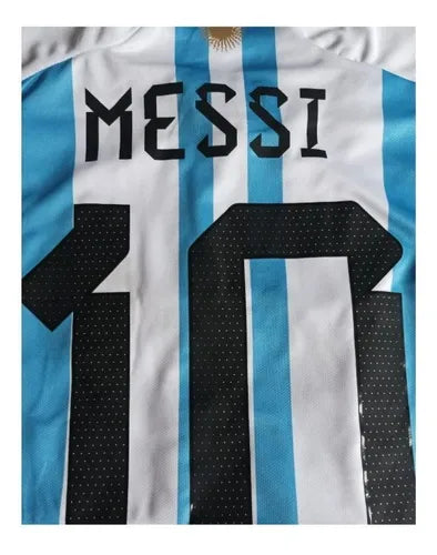 Camiseta Selección Argentina Mundial Qatar 2022 Messi 10 Alta Calidad 3 Estrellas Campeones del Mundo