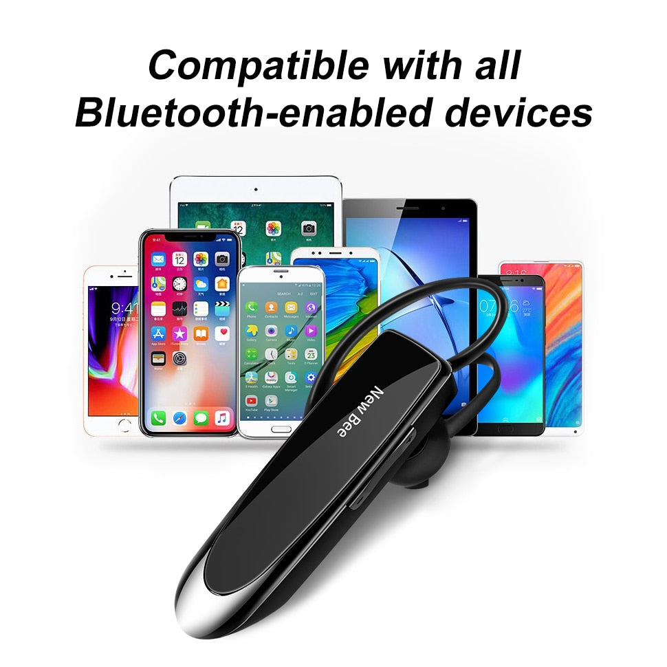 New Bee Bluetooth 5.0 Wireless Audifono y microfono 24Hrs para telefonos inteligentes