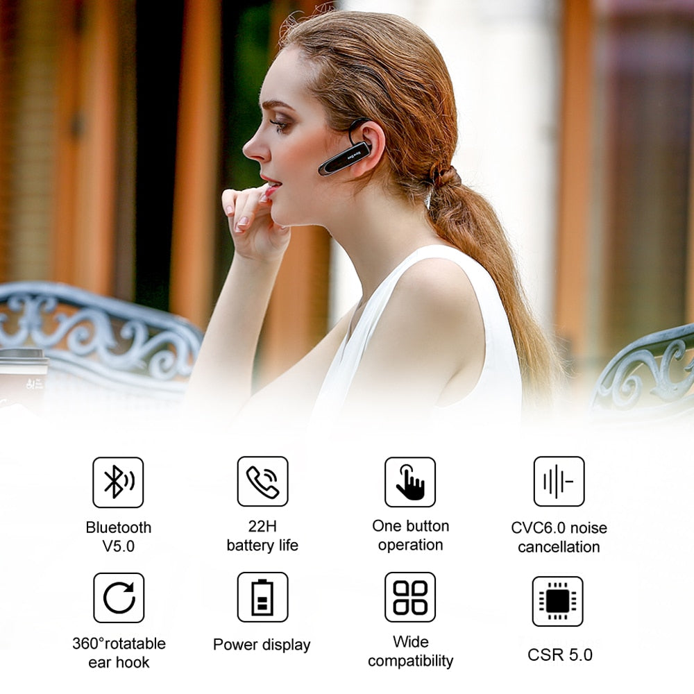 New Bee Bluetooth 5.0 Wireless Audifono y microfono 24Hrs para telefonos inteligentes