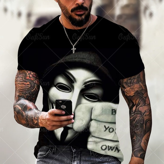 Poleras Stampex™ Guasón, Anonymous, estampado V1 3D MODA 2021-2022